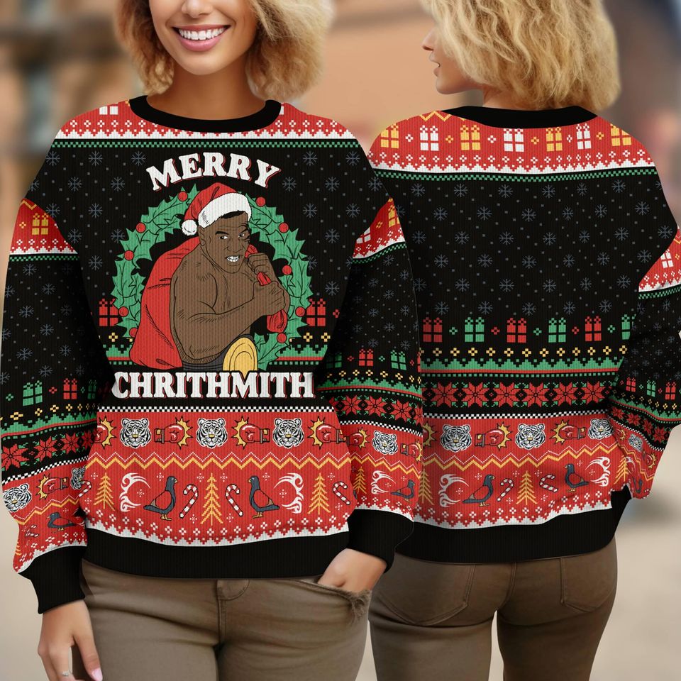 Merry Chrithmith Christmas Ugly Sweater, Mike Lisp Christmas Sweater, Merry Chrithmith Iron Mike Fighter Sweater