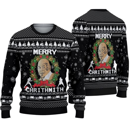 Merry Chrithmith Iron Mike Ugly Sweaters, Christmas Holiday Sweaters - Image 2