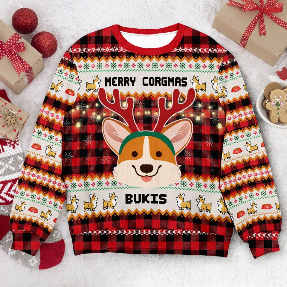 Merry Corgmas - Personalized Corgi Ugly Sweater, Custom Dog & Cat Ugly Sweatshirt