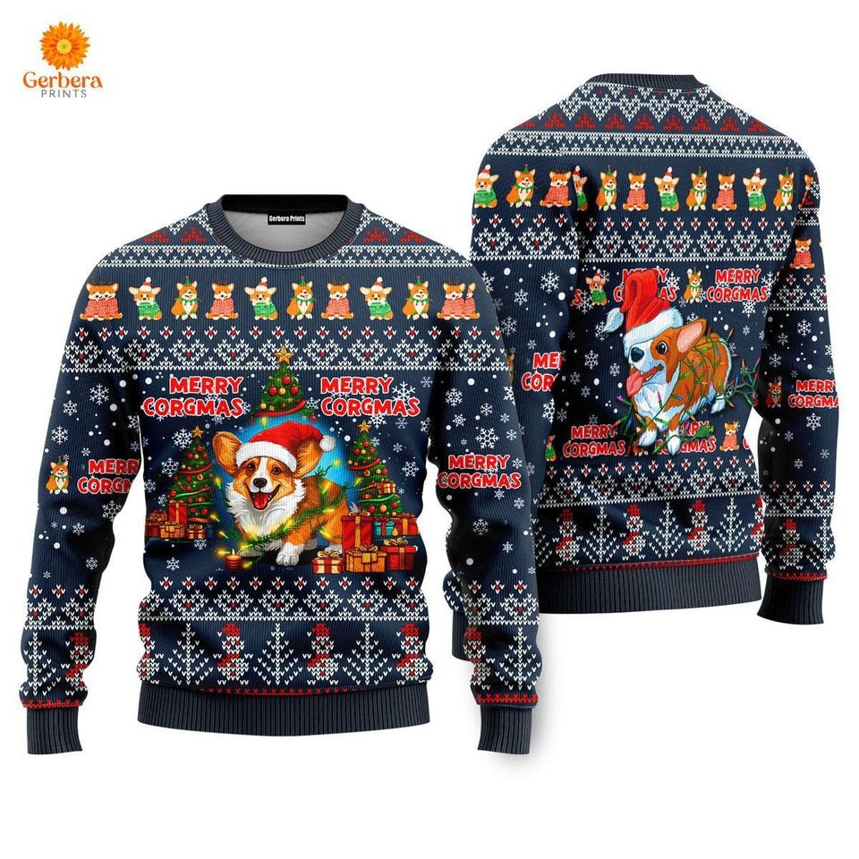 Merry Corgmas Ugly Christmas Sweater, Funny Corgi Dog Ugly Sweater, Xmas Sweater For Women Men/ Dog Lover Gift