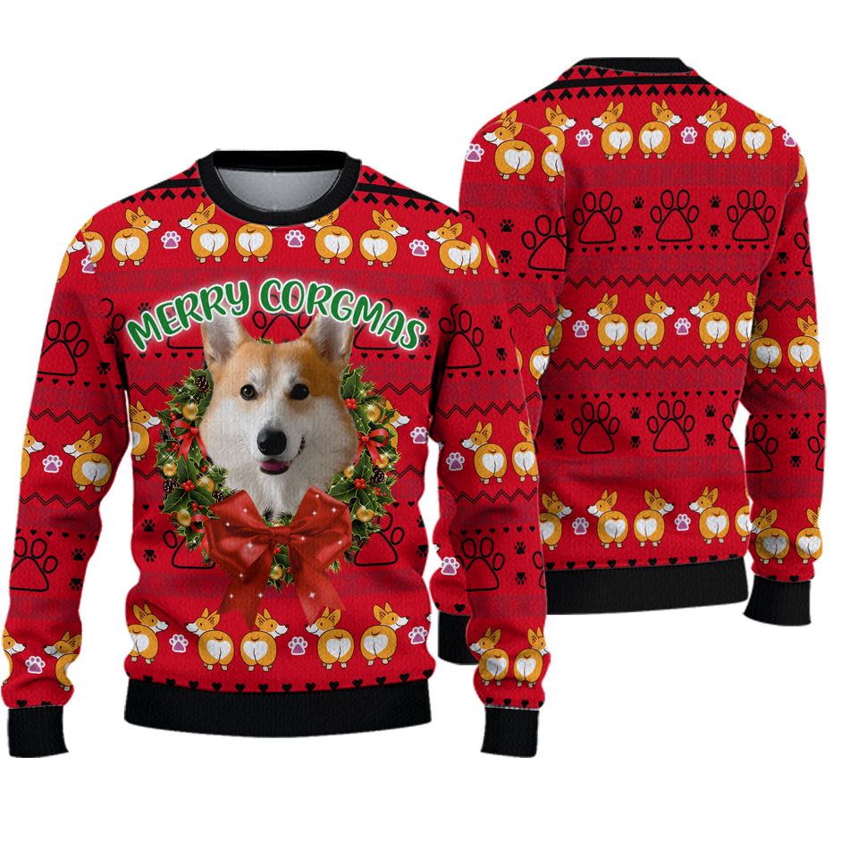 Merry Corgmas Ugly Sweater, Corgi Dog Xmas Ugly Christmas Sweater