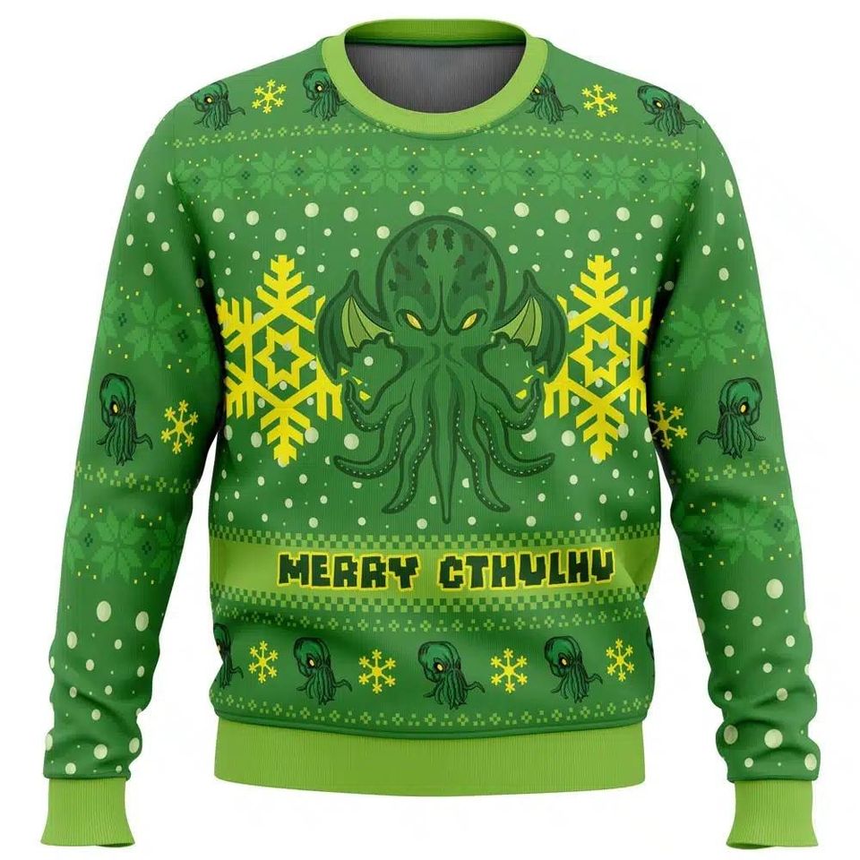 Merry Cthulhu Christmas Ugly Sweater, Octopus Monster Ugly Sweatshirt