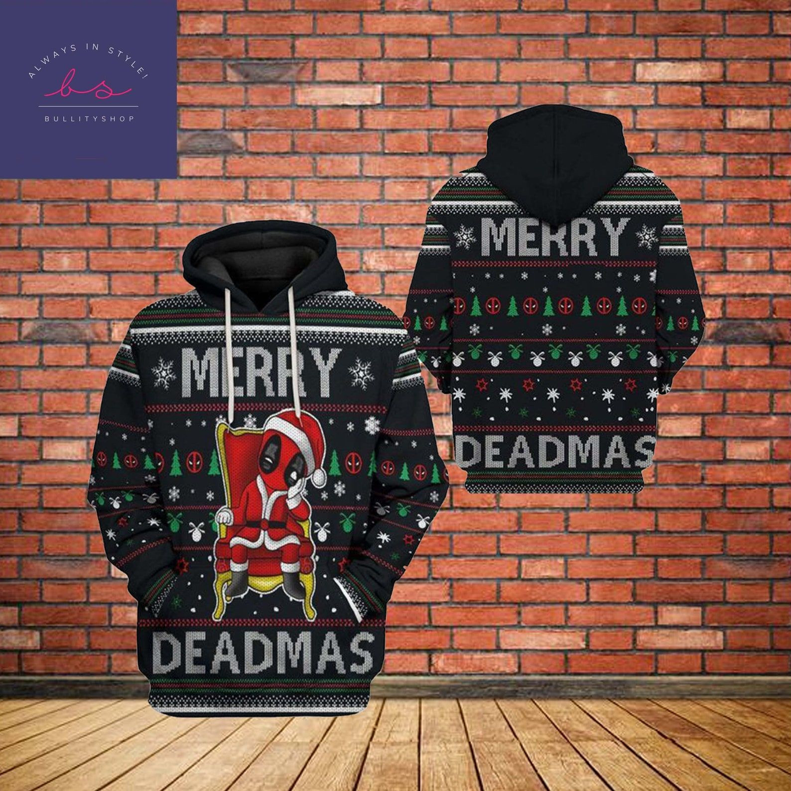 Merry Deadmas Christmas Deadpool 3D Ugly Christmas Sweater Adult 3D Funny Matching for family