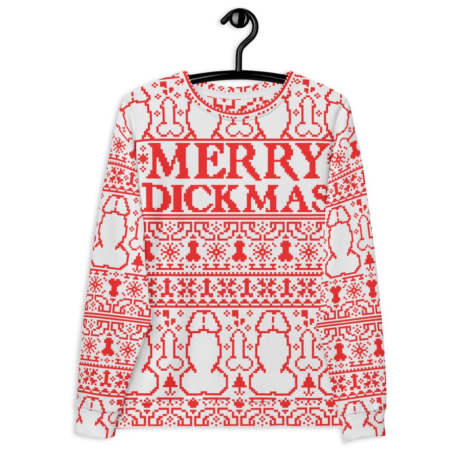 Merry Dickmas Ugly Christmas Sweater | All Over Printed Ugly Christmas - Image 3
