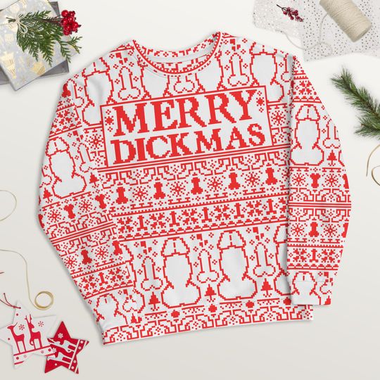 Merry Dickmas Ugly Christmas Sweater | All Over Printed Ugly Christmas - Image 16