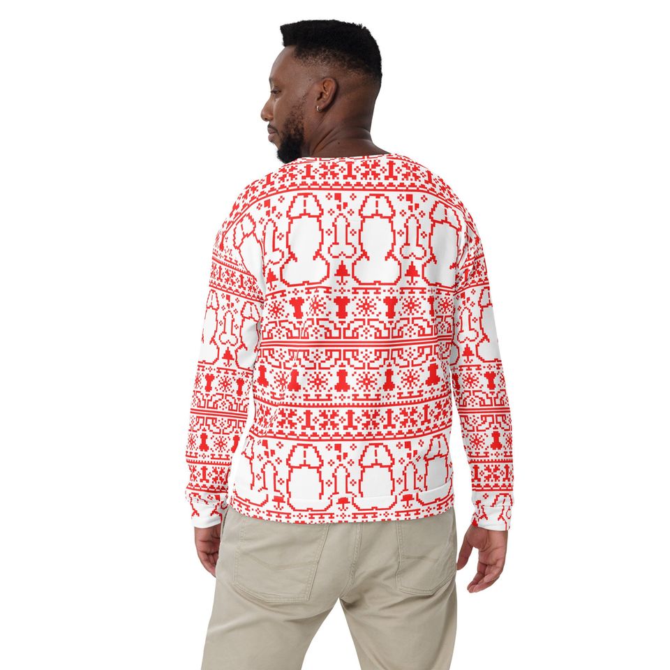 Merry Dickmas Ugly Christmas Sweater | All Over Printed Ugly Christmas - Image 7