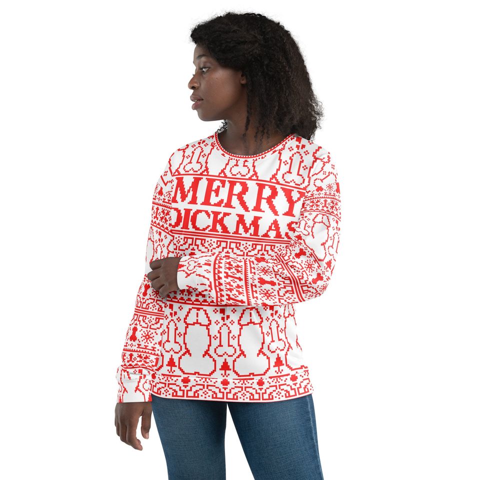 Merry Dickmas Ugly Christmas Sweater | All Over Printed Ugly Christmas - Image 8