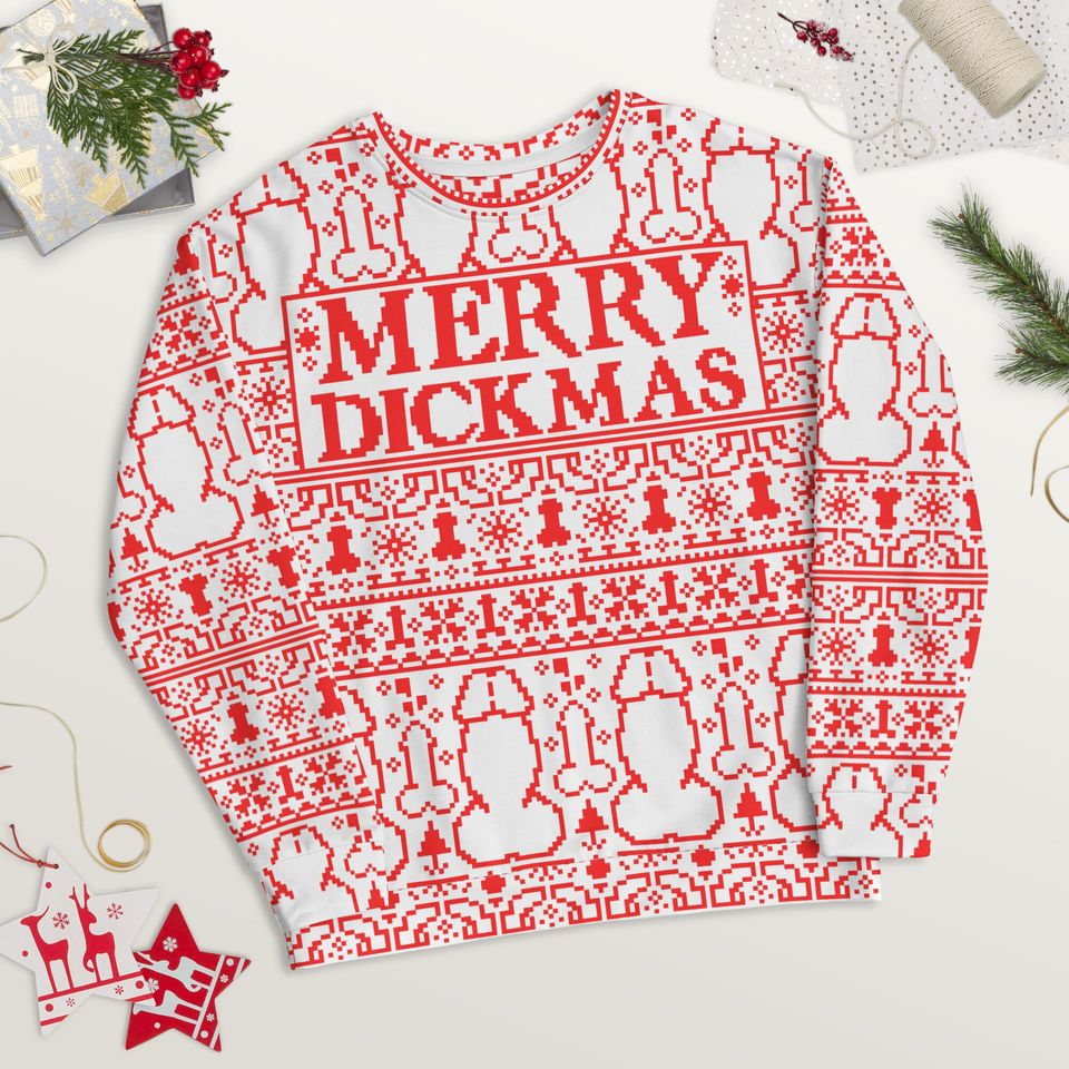 Merry Dickmas Ugly Christmas Sweater | All Over Printed Ugly Christmas - Image 5