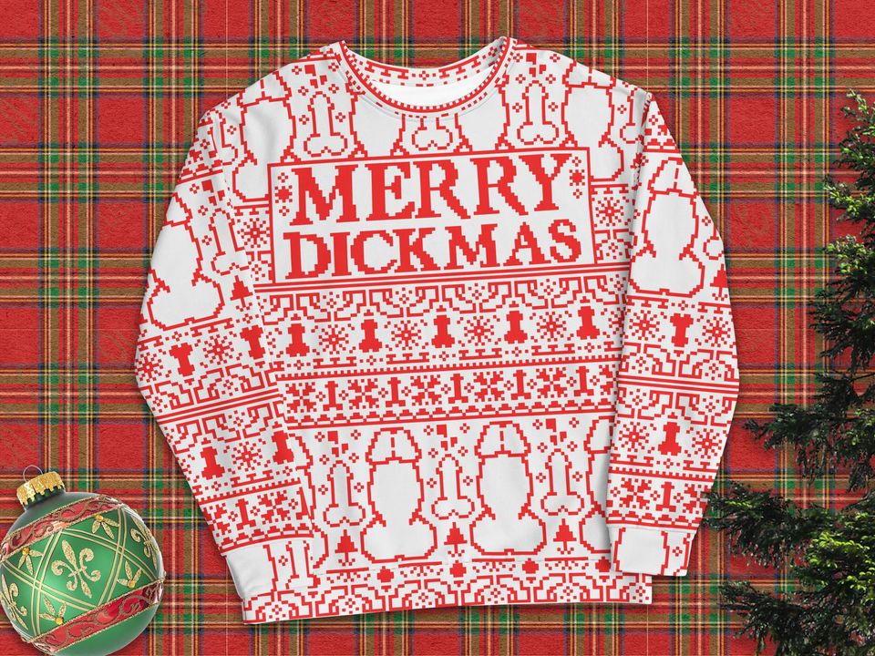Merry Dickmas Ugly Christmas Sweater | All Over Printed Ugly Christmas