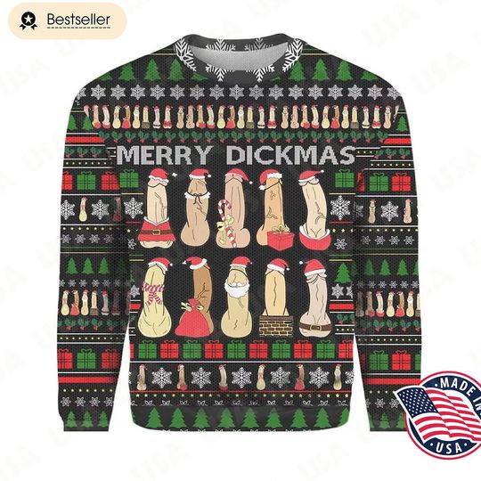 Merry Dickmas Ugly Christmas Sweater | Naughty Christmas Ugly Sweater - Image 7