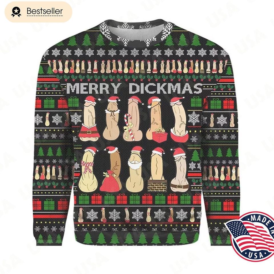 Merry Dickmas Ugly Christmas Sweater | Naughty Christmas Ugly Sweater - Image 2