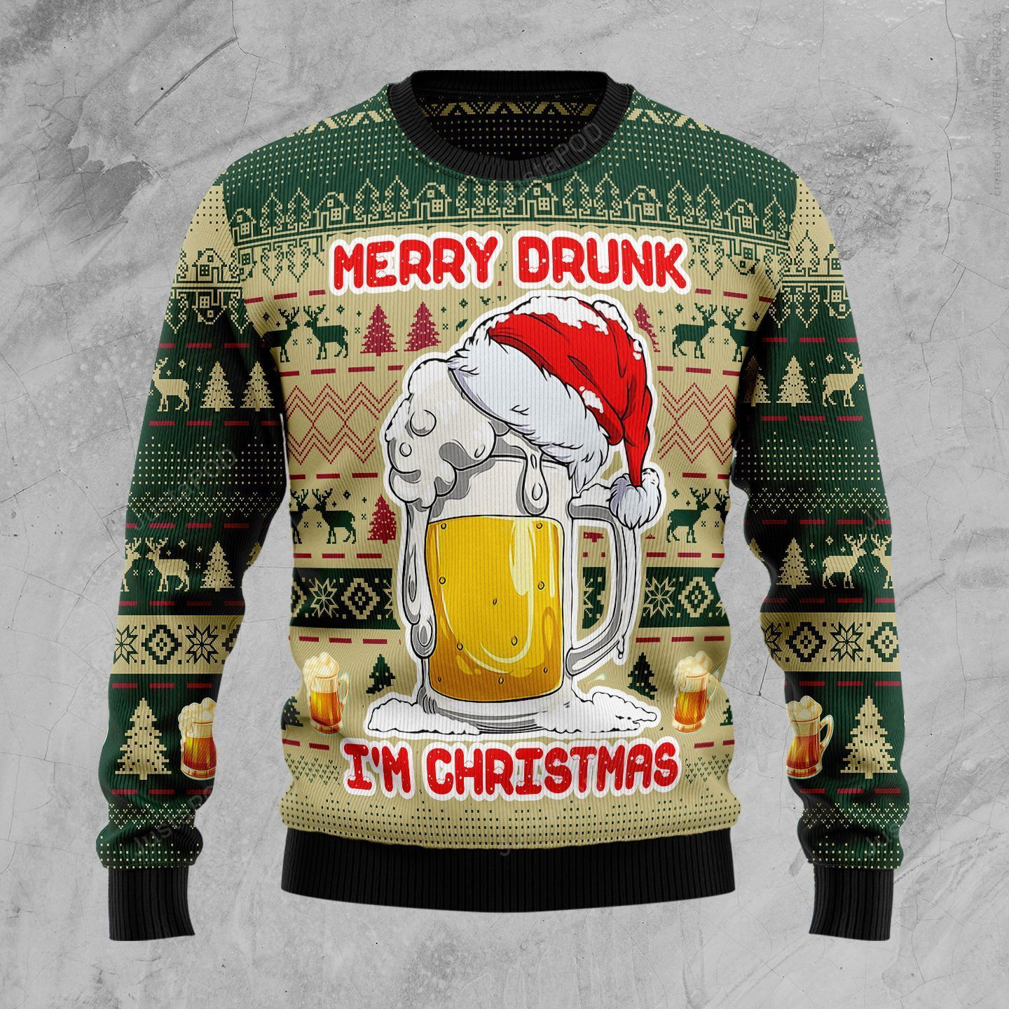 Merry Drunk Ugly Christmas Sweater Adult 3D Funny Matching for family
