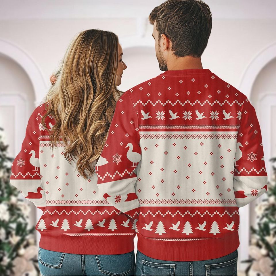 Merry Duckmas Ugly Christmas Sweater, Duck Christmas Sweatshirt - Image 5