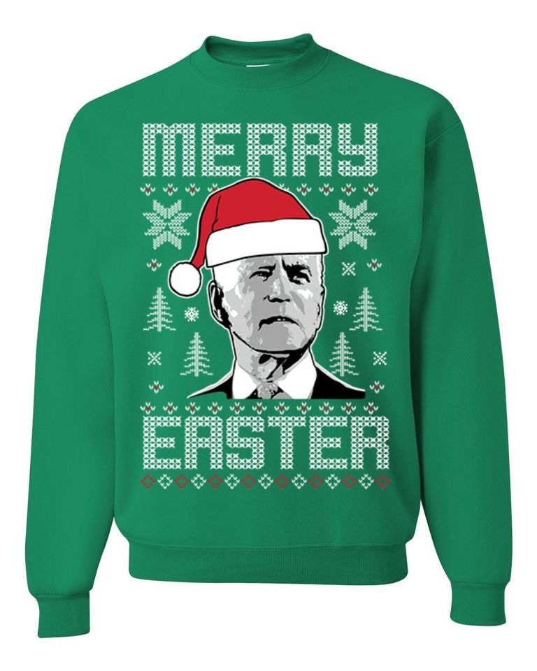 Merry Easter Anti Biden Funny Holiday Joke Ugly Christmas Sweater