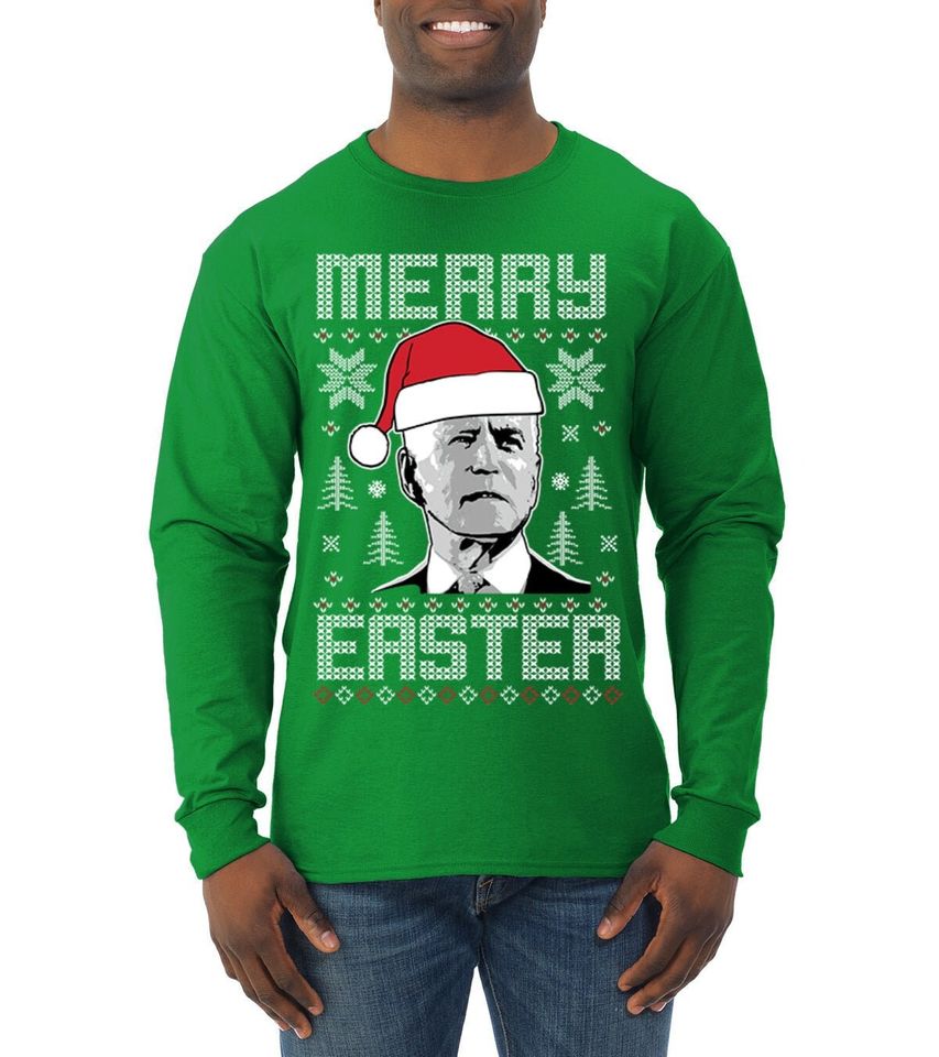 Merry Easter Anti Biden Funny Holiday Joke Ugly Sweater