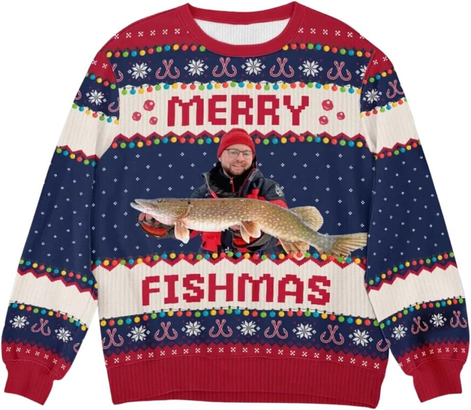 Merry Fishmas Sweater - Custom Ugly Christmas Sweater