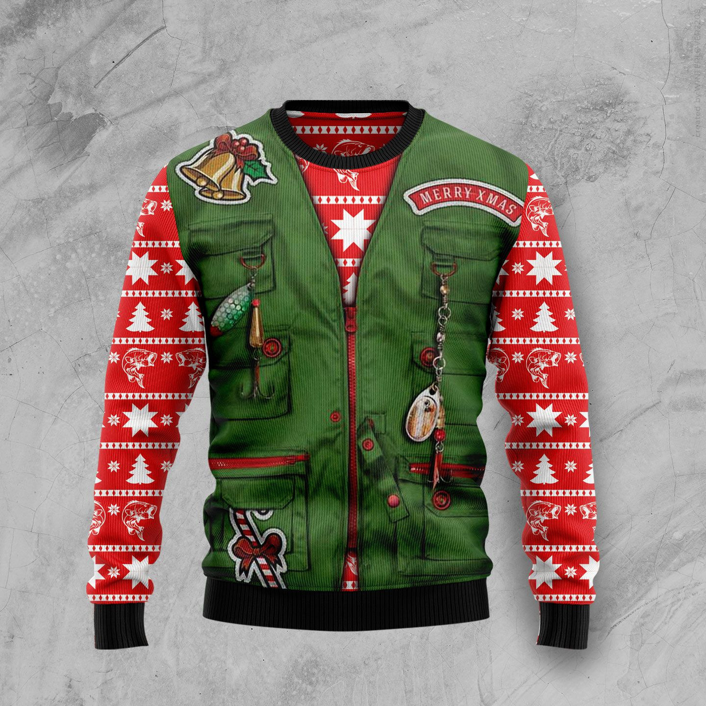Merry Fishmas Ugly Christmas Sweater Adult 3D Funny Matching for family