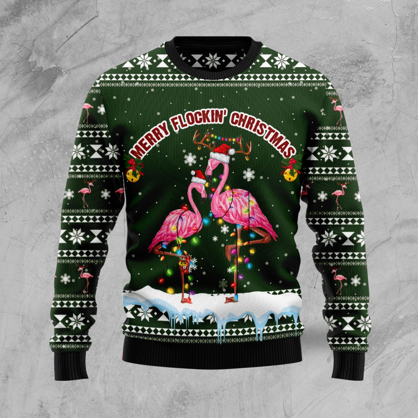 Merry Flockin Christmas Ugly Christmas Sweater Adult 3D Funny Matching for family