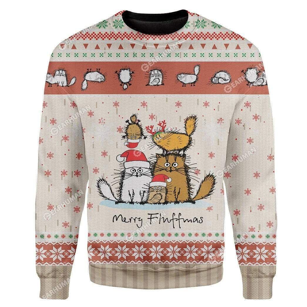 Merry Fluffmas Ugly Christmas Sweater Adult 3D Funny Matching for family
