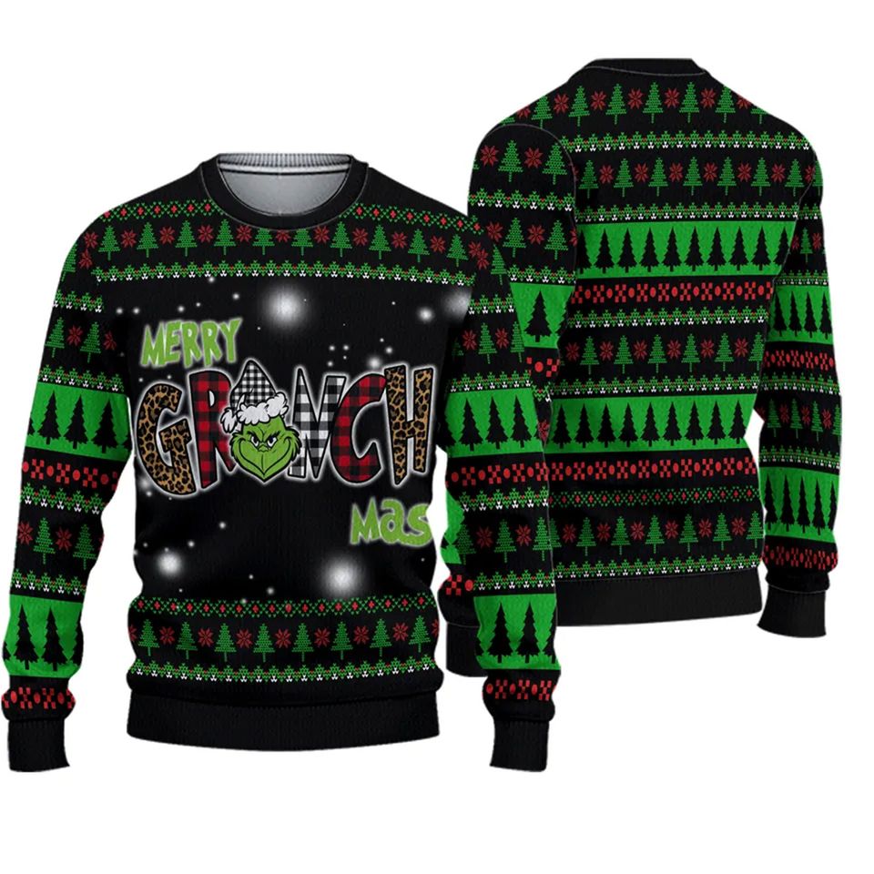 Merry funny character Mas Woolen Ugly Christmas Party 3D Sweater