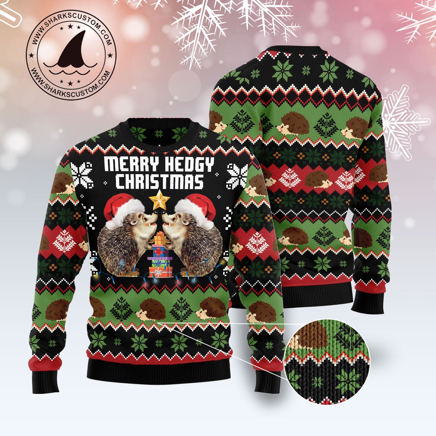 Merry Hedgy Christmas Ugly Christmas Sweater - Image 3