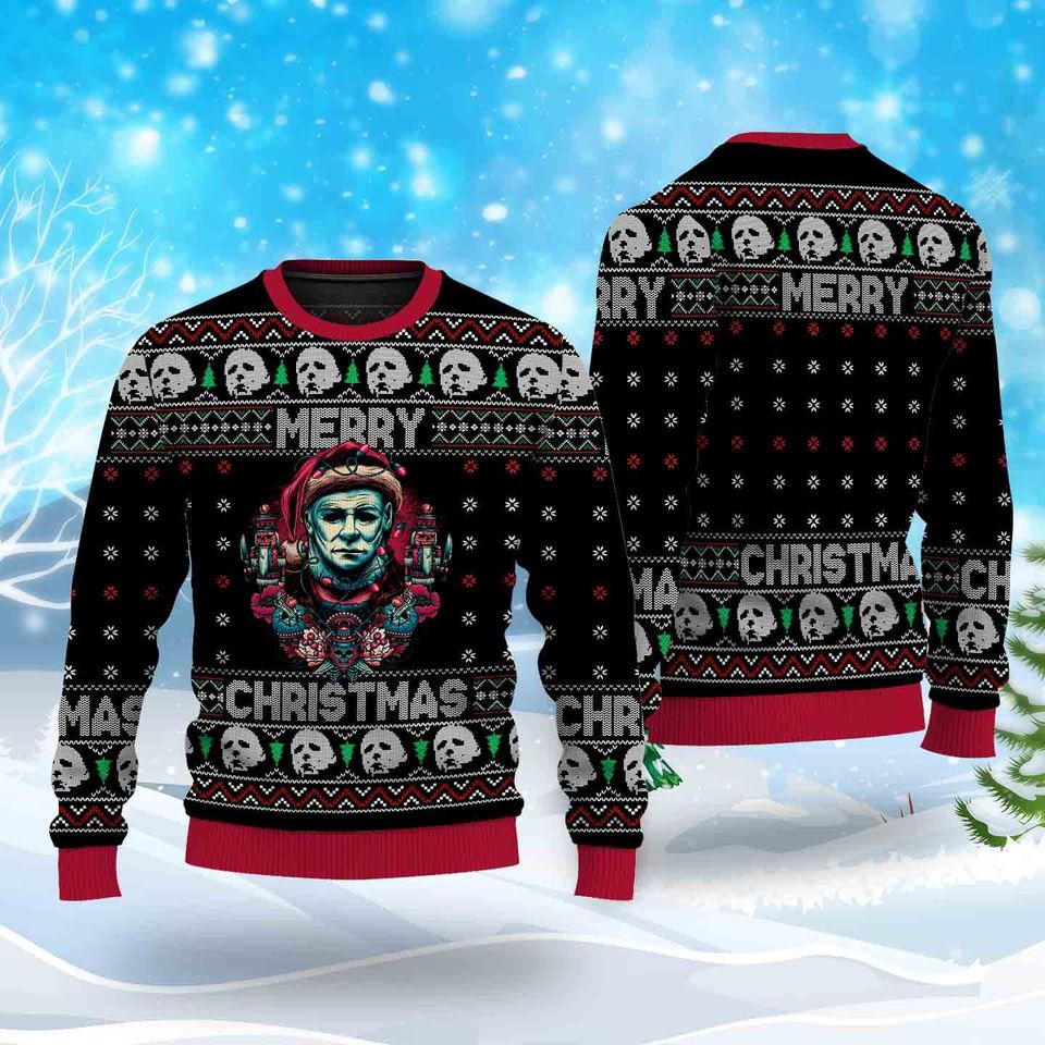 Merry Horror Christmas Ugly Sweater Shirt, Horror Ugly Sweater