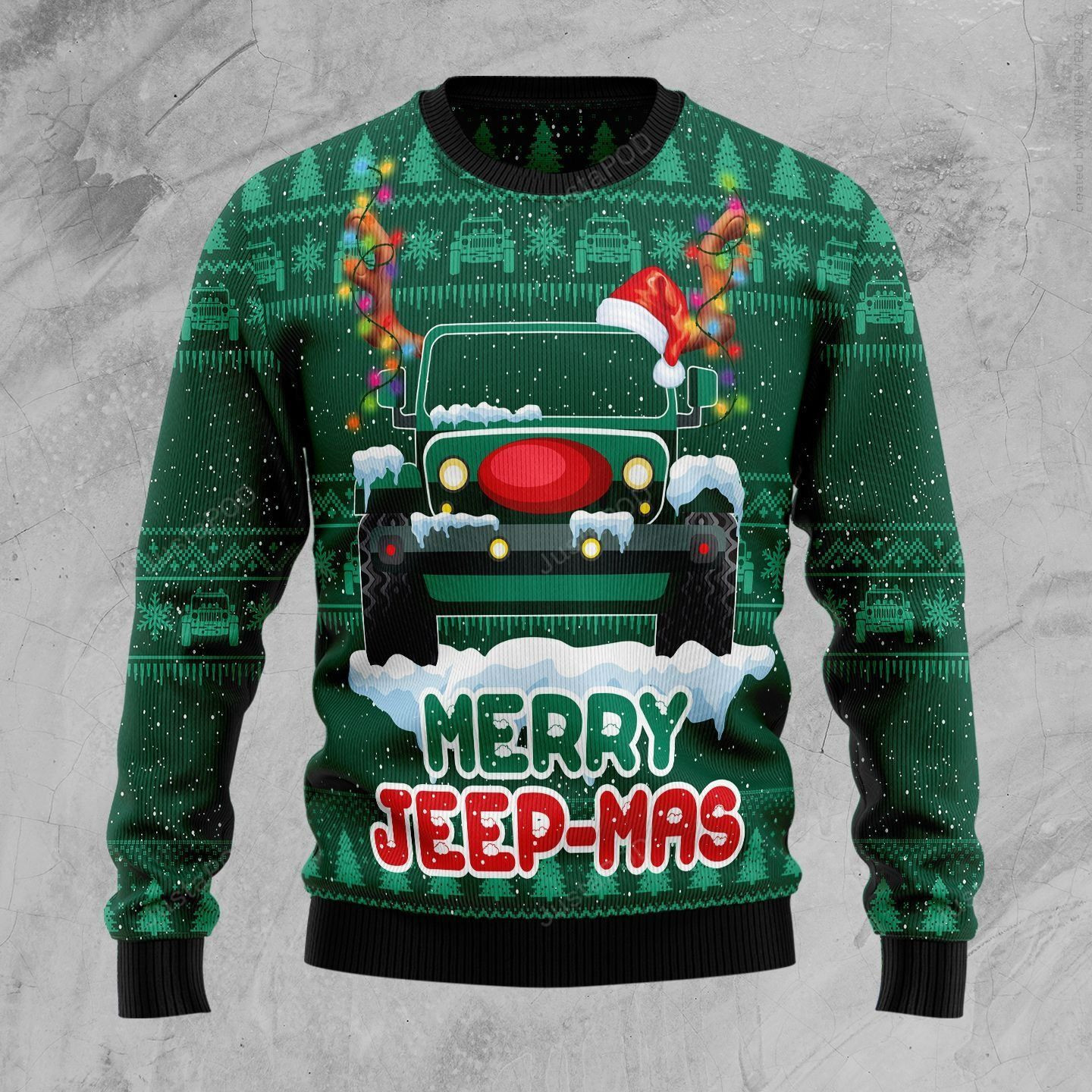 Merry Jeep Mas Ugly Christmas Sweater Adult 3D Funny Matching for family