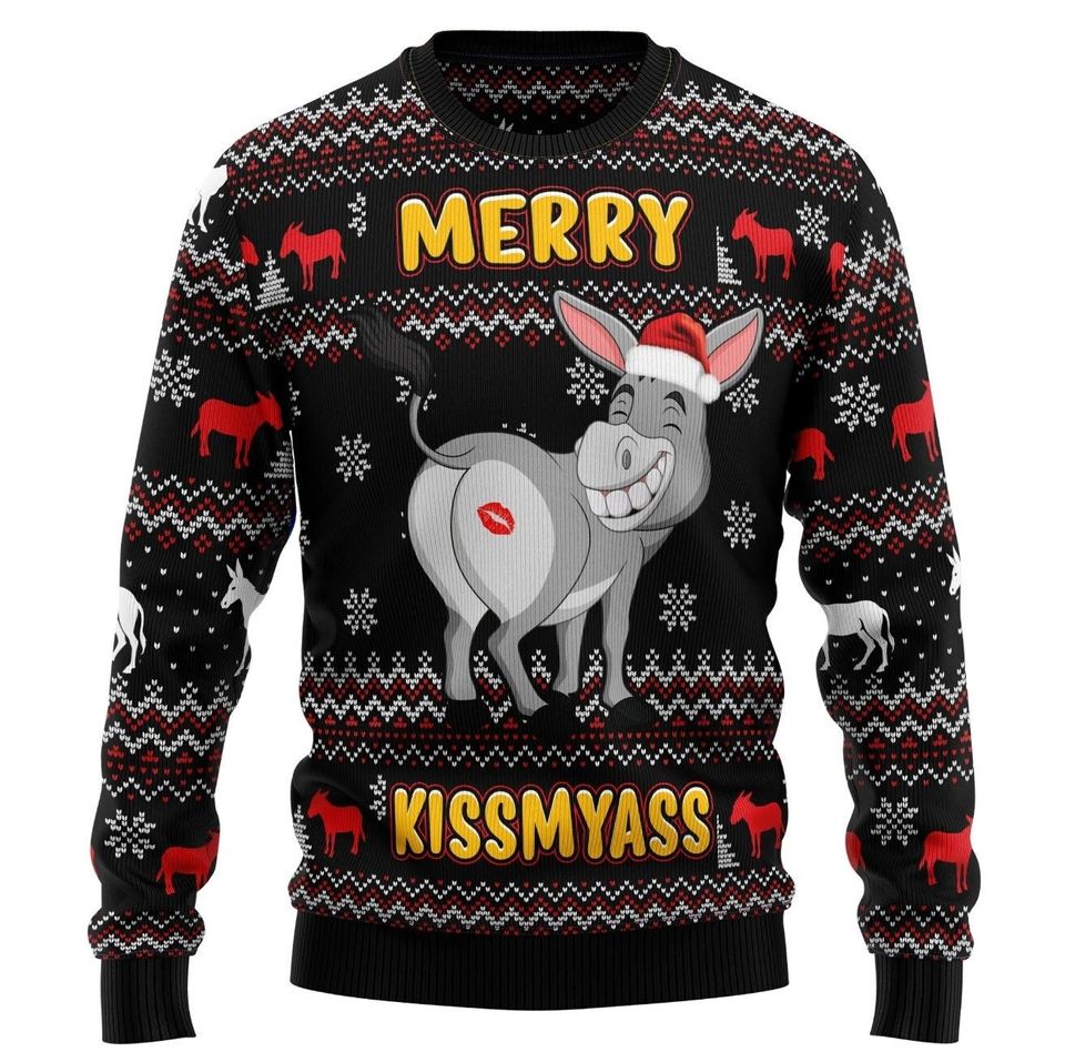 Merry Kissmas Christmas Ugly Knitted Christmas Sweater