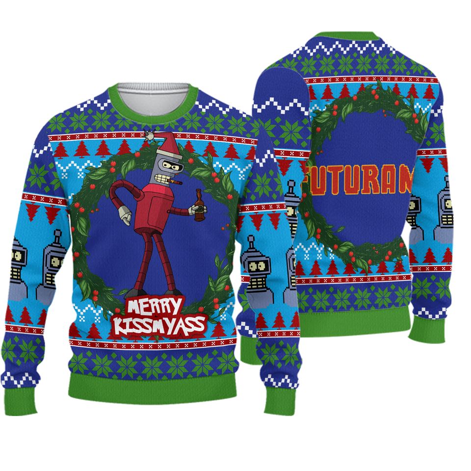 Merry Kissmyass Futurama Ugly Christmas Sweater