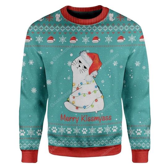 Merry Kissmyass Ugly Christmas Sweater - Image 3
