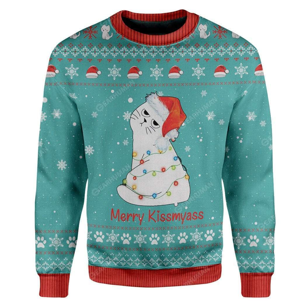 Merry Kissmyass Ugly Christmas Sweater Adult 3D Funny Matching for family