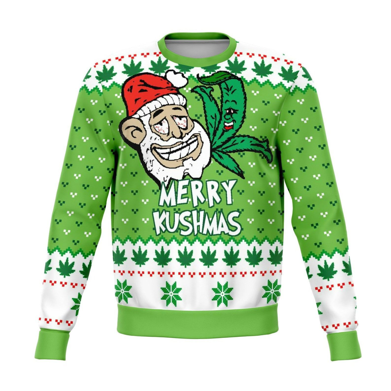 Merry Kushmas Ugly Christmas Sweater Adult 3D Funny Matching for family
