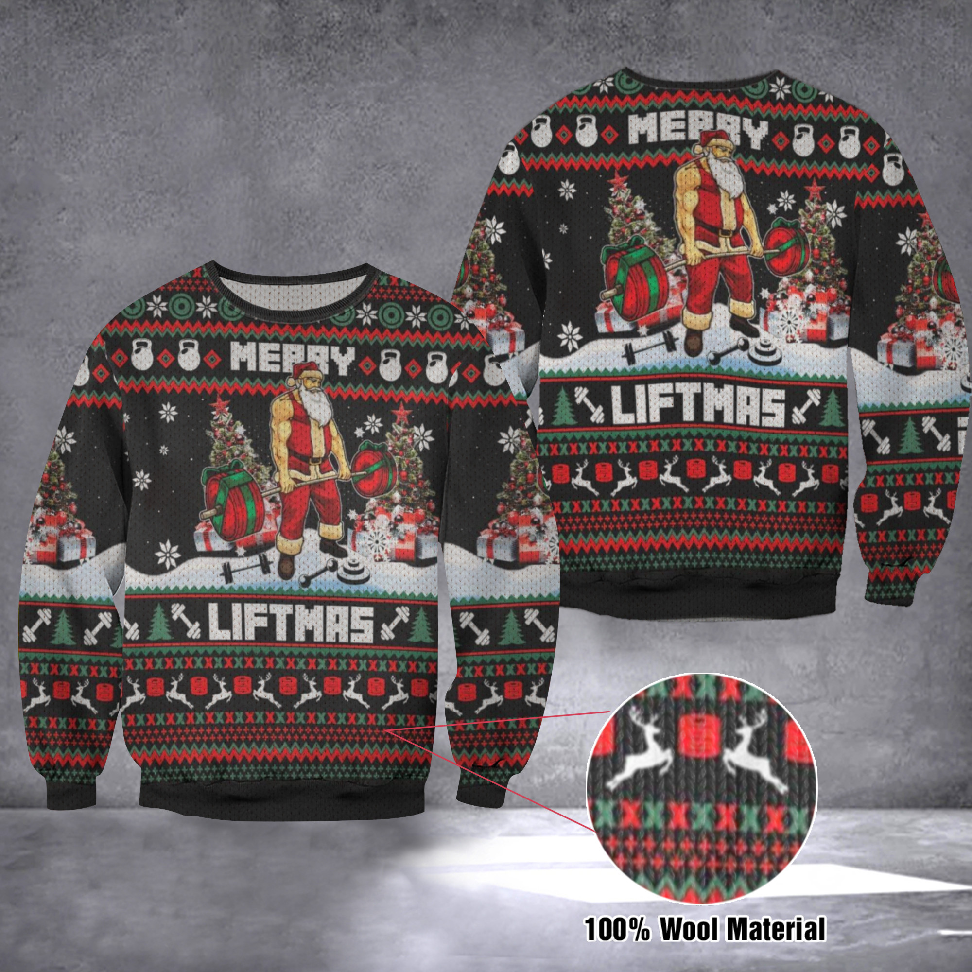 Merry Liftmas Santa Weightlifting Ugly Christmas Sweater Christmas Gifts For Weightlifters