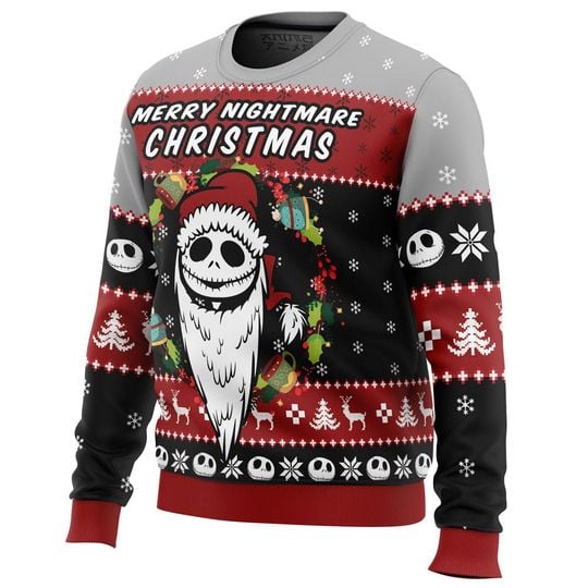 Merry Nightmare The Nightmare Before Christma Ugly Christmas Sweater, Christmas Sweater - Image 6