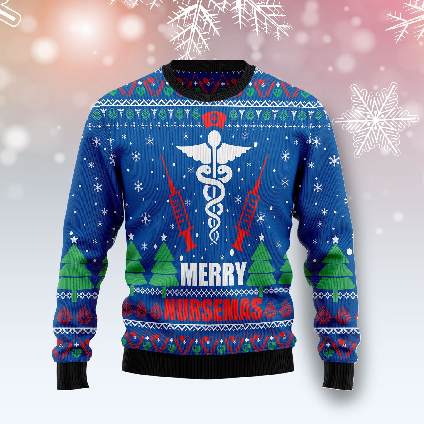 Merry Nursemas Ugly Christmas Sweater Adult 3D Funny Matching for family
