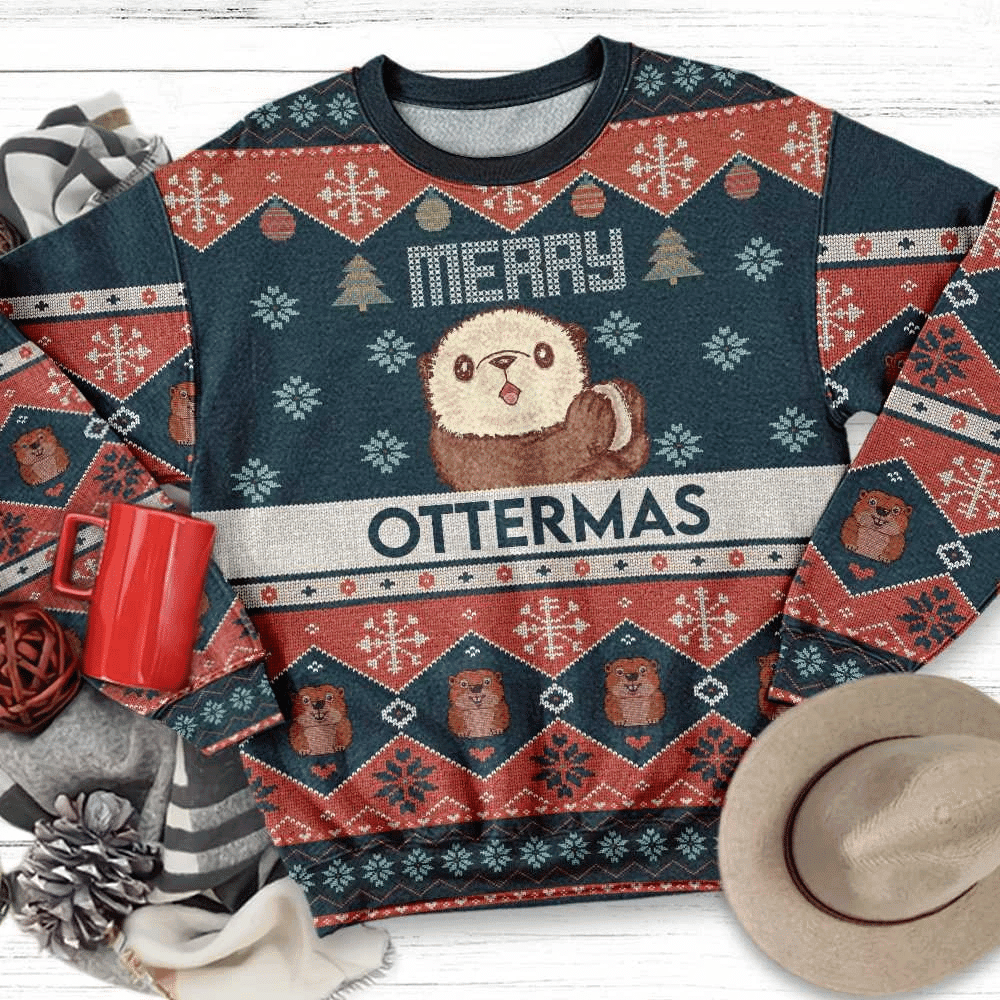 Merry Otter - Mas Ugly Christmas Sweater Adult 3D Funny Matching for family