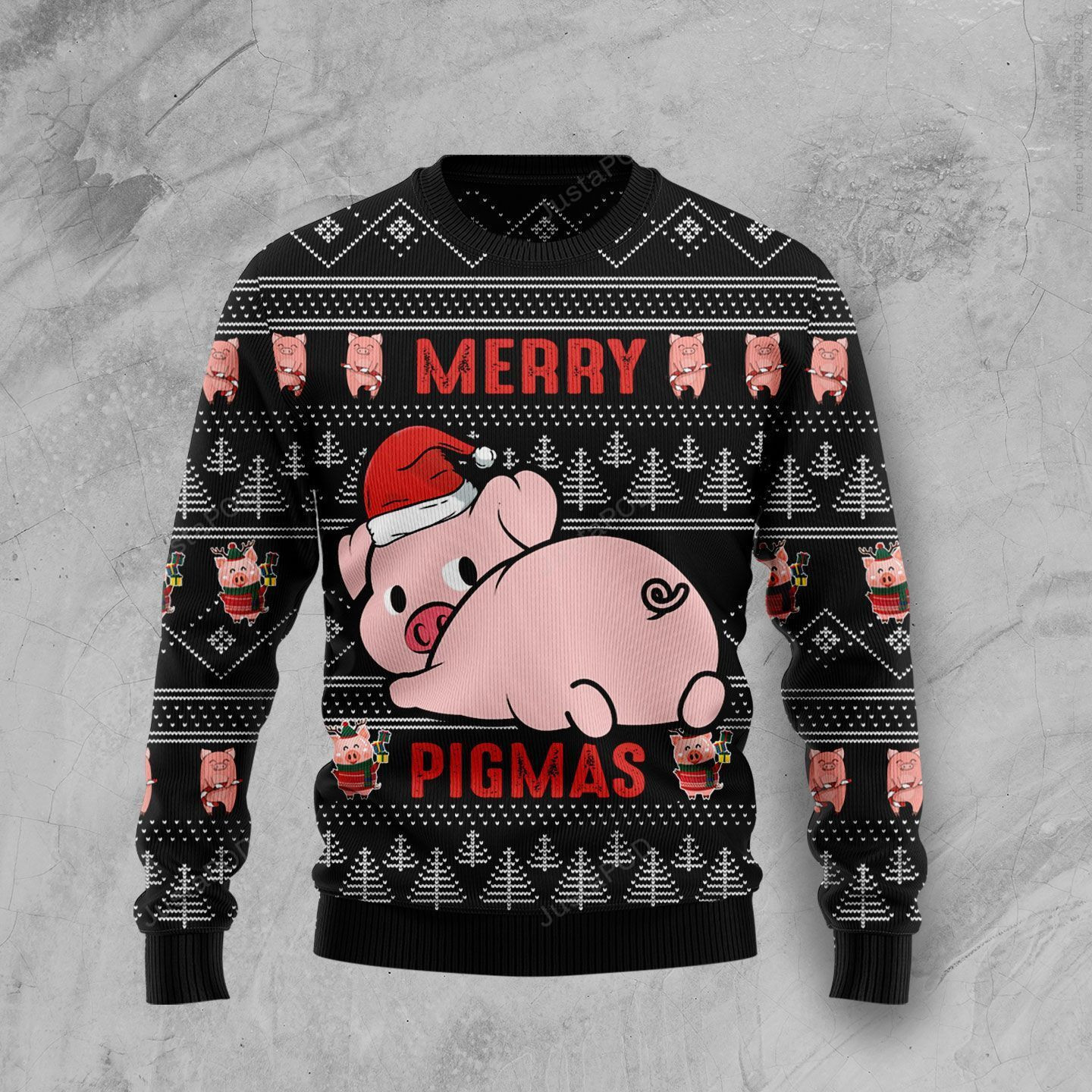 Merry Pigmas Ugly Christmas Sweater Adult 3D Funny Matching for family
