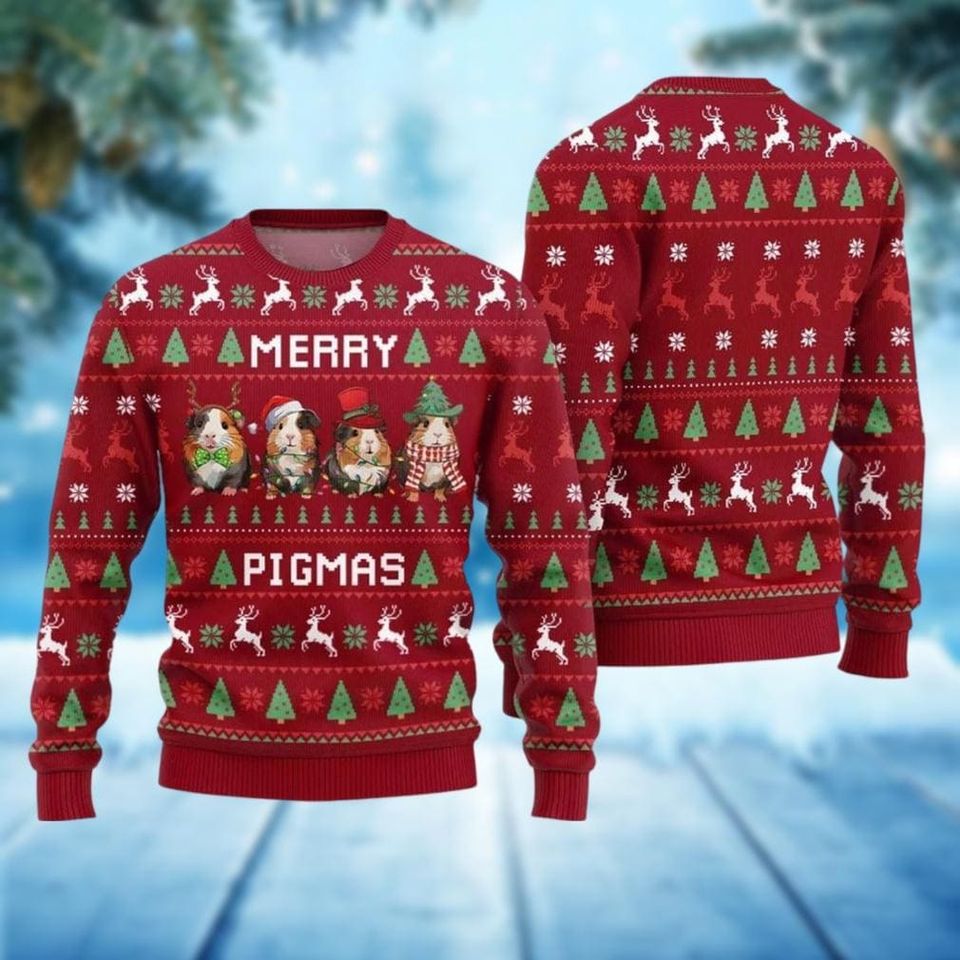 Merry Pigmas Ugly Sweater, Guinea Pig Xmas Sweater
