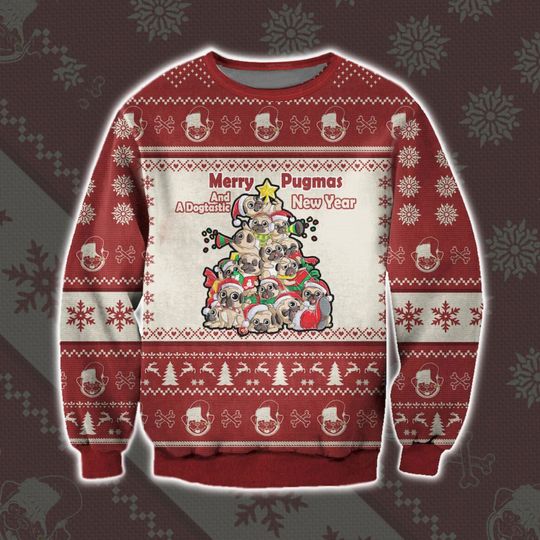 Merry Pugmas And Dogtastic New Year Ugly Sweater Christmas, Christmas 3D Sweater - Image 3