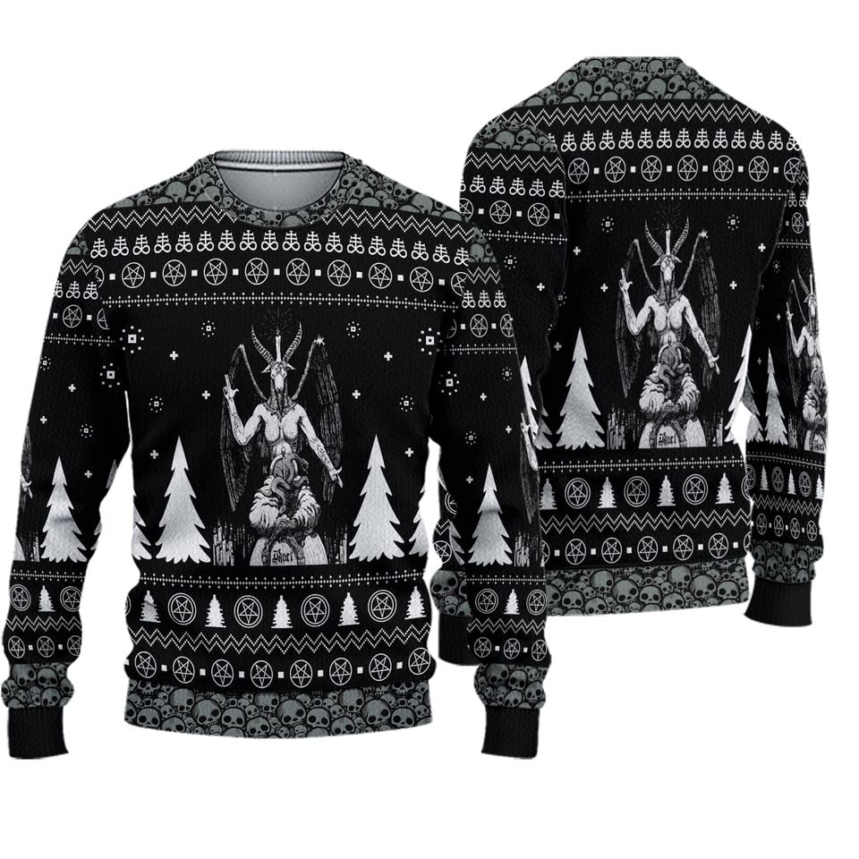 Merry Satan Christmas Sweater, Gothic Ugly Christmas