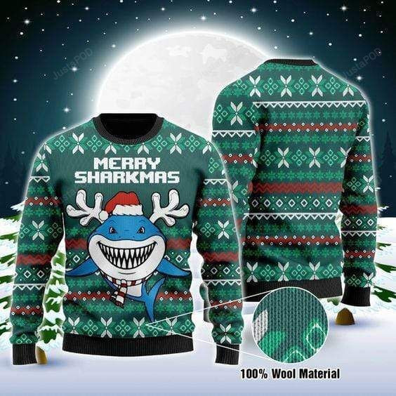Merry Sharkmas Ugly Christmas Sweater Adult 3D Funny Matching for family