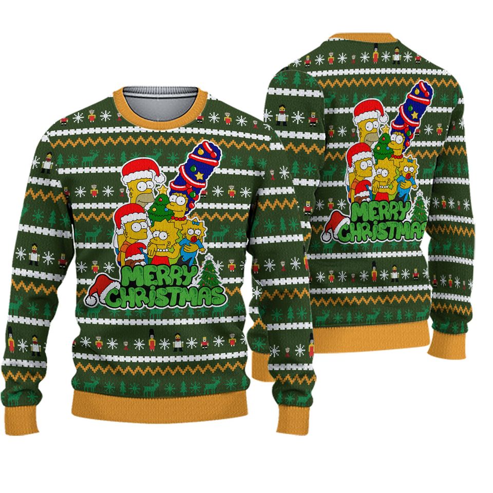 Merry Simpson Ugly Christmas Sweaters, Christmas Holiday Sweaters 3D