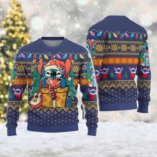 Merry Stitchmas 3D Ugly Sweater, Cartoon Movie Ugly Christmas Sweater - Image 8