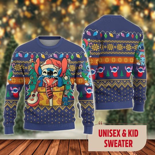 Merry Stitchmas 3D Ugly Sweater, Cartoon Movie Ugly Christmas Sweater - Image 10