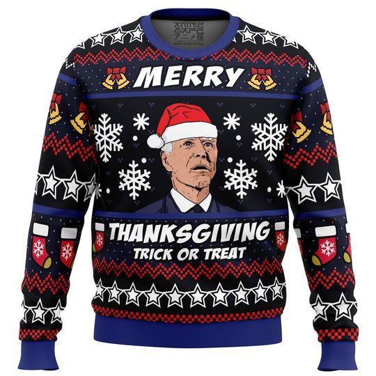 Merry Thanksgiving Biden Ugly Christmas Sweater - Image 4
