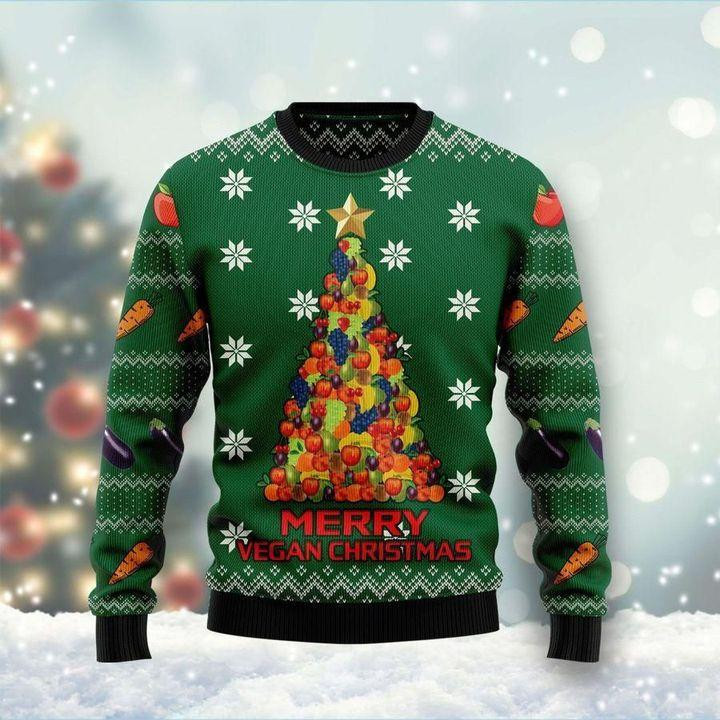 Merry Vegan Christmas Ugly Christmas Sweater Adult 3D Funny Matching for family