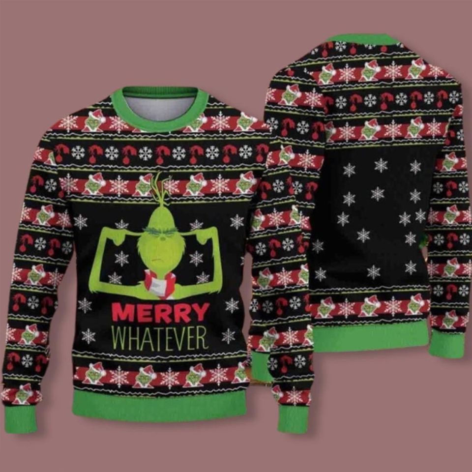 Merry Whatever The funny character Ugly Christmas Sweater, The funny character Ugly Sweater