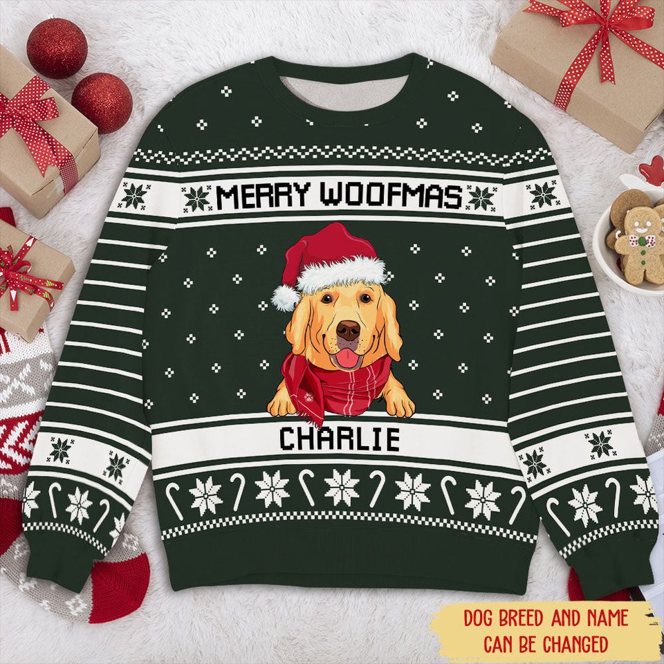 Merry Woofmas - Personalized All-Over-Print Sweatshirt - Christmas Gift For Dog Lovers, Pet Lovers