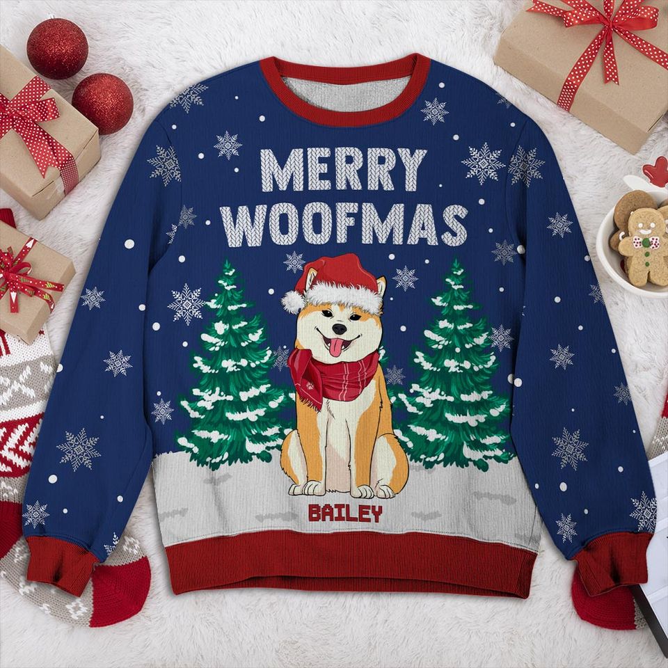 Merry Woofmas - Personalized Custom All-Over-Print Sweatshirt