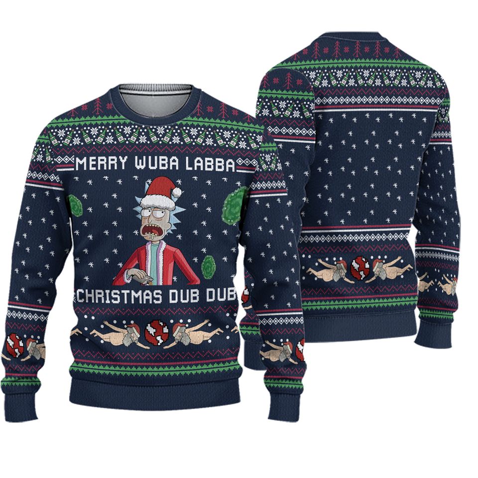 Merry Wubba Lubba Rick and Mortys Ugly Sweater